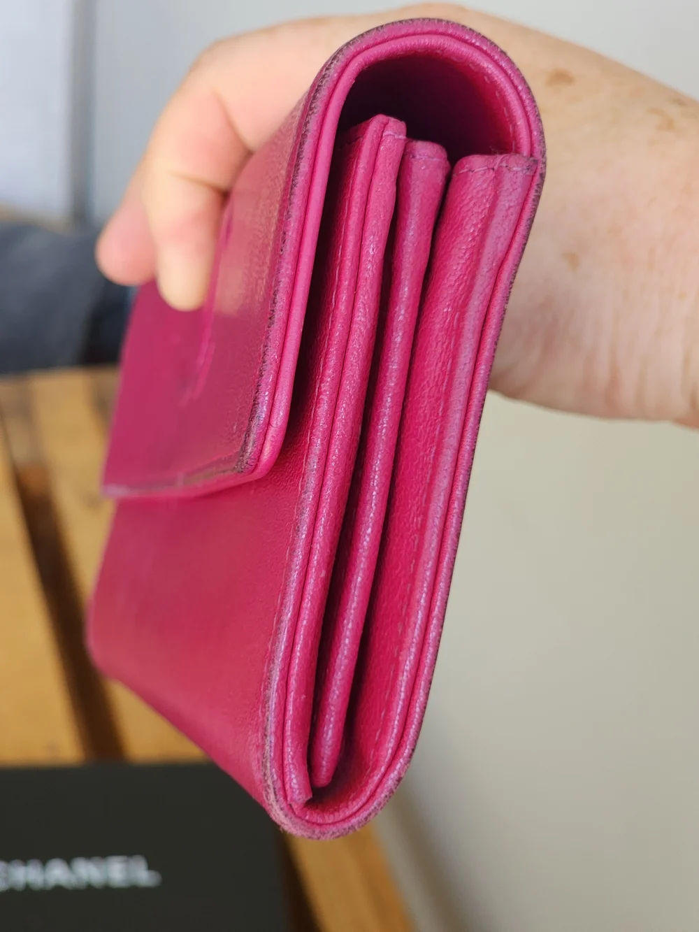 CHANEL CC Stich Leather Long Wallet